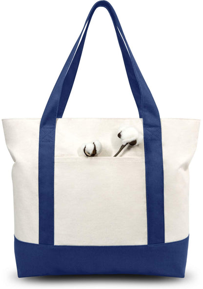 Canvas Tote Bag With External Pocket