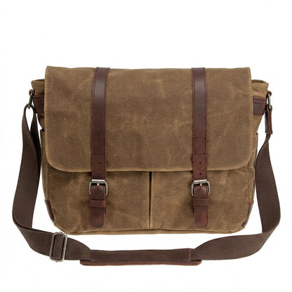 Vintage Leather Canvas Laptop Satchel Bag
