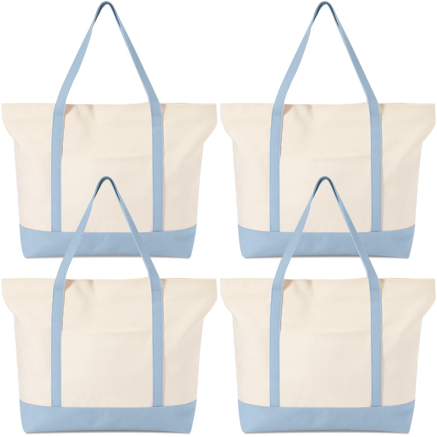 Large Canvas Tote Bag With Zip Closure