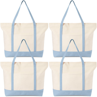 Large Canvas Tote Bag With Zip Closure