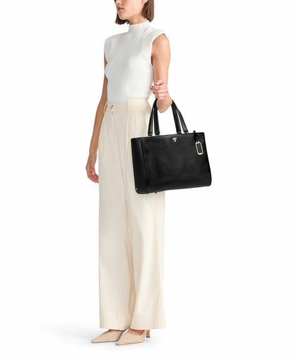 Leather Laptop Tote Bag With Crossbody Strap