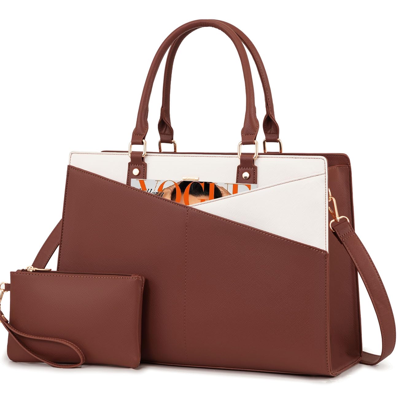 Waterproof Leather Laptop Tote Bag