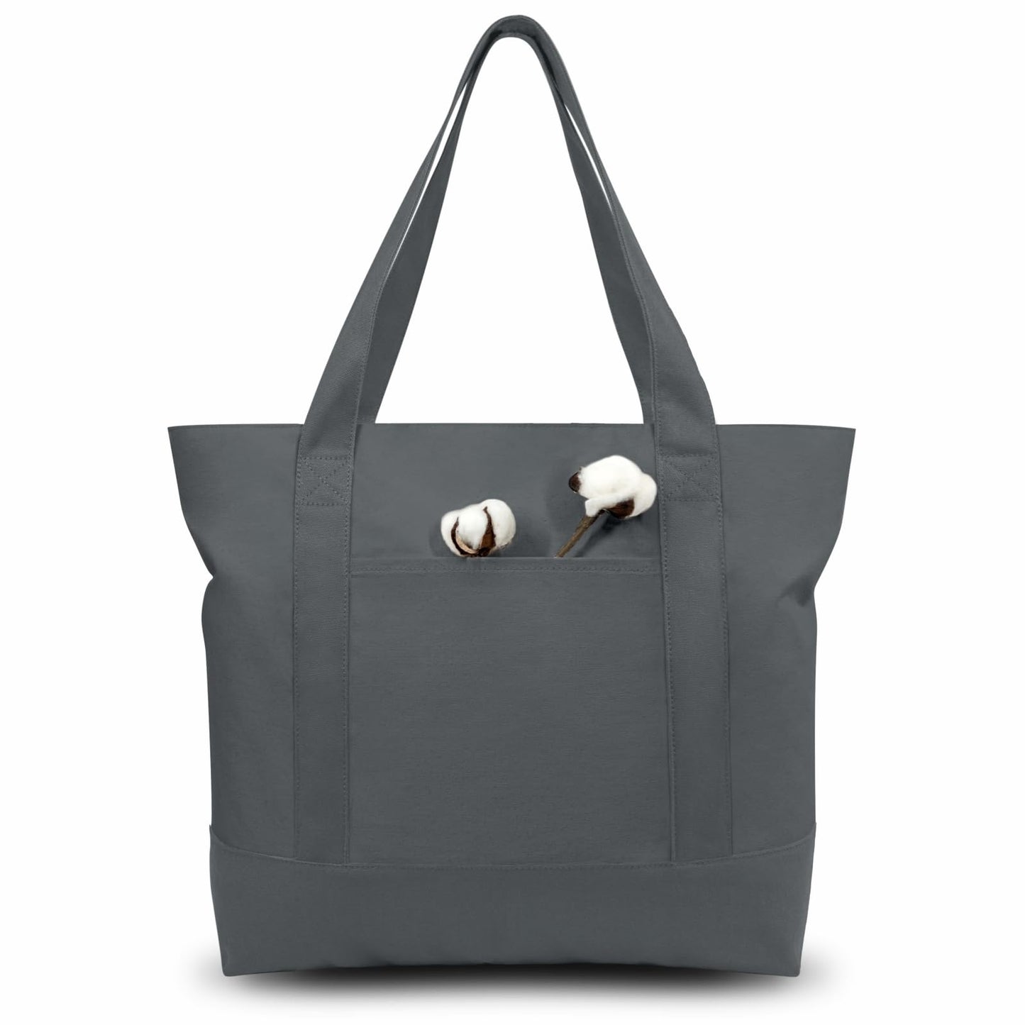 Canvas Tote Bag With External Pocket