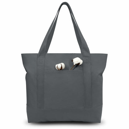 Canvas Tote Bag With External Pocket