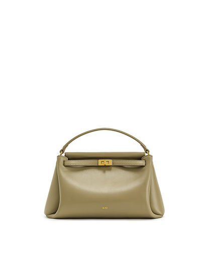 Top Handle Leather Bag With Structured Silhouette
