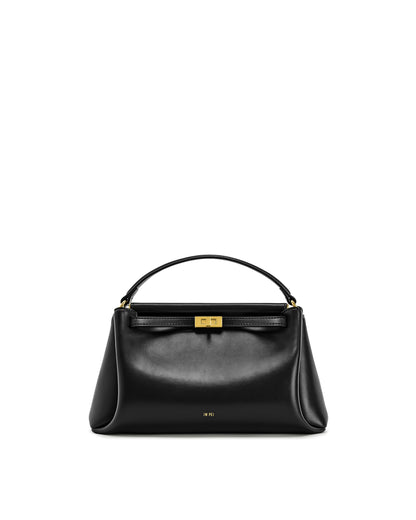 Top Handle Leather Bag With Structured Silhouette