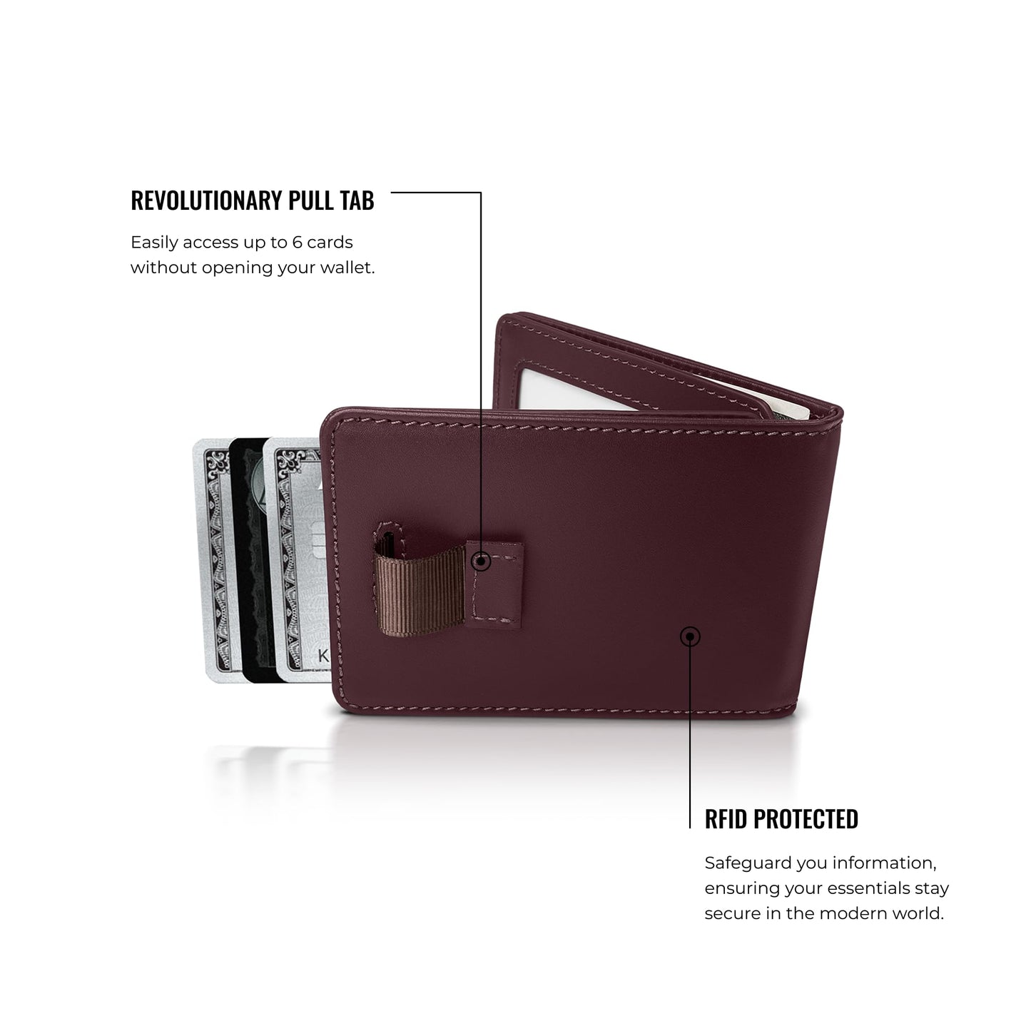 Minimalist Leather Wallet With Cash Pocket & Strap