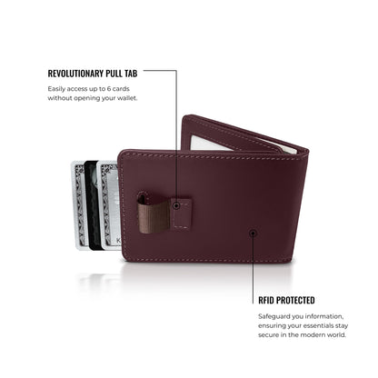 Minimalist Leather Wallet With Cash Pocket & Strap