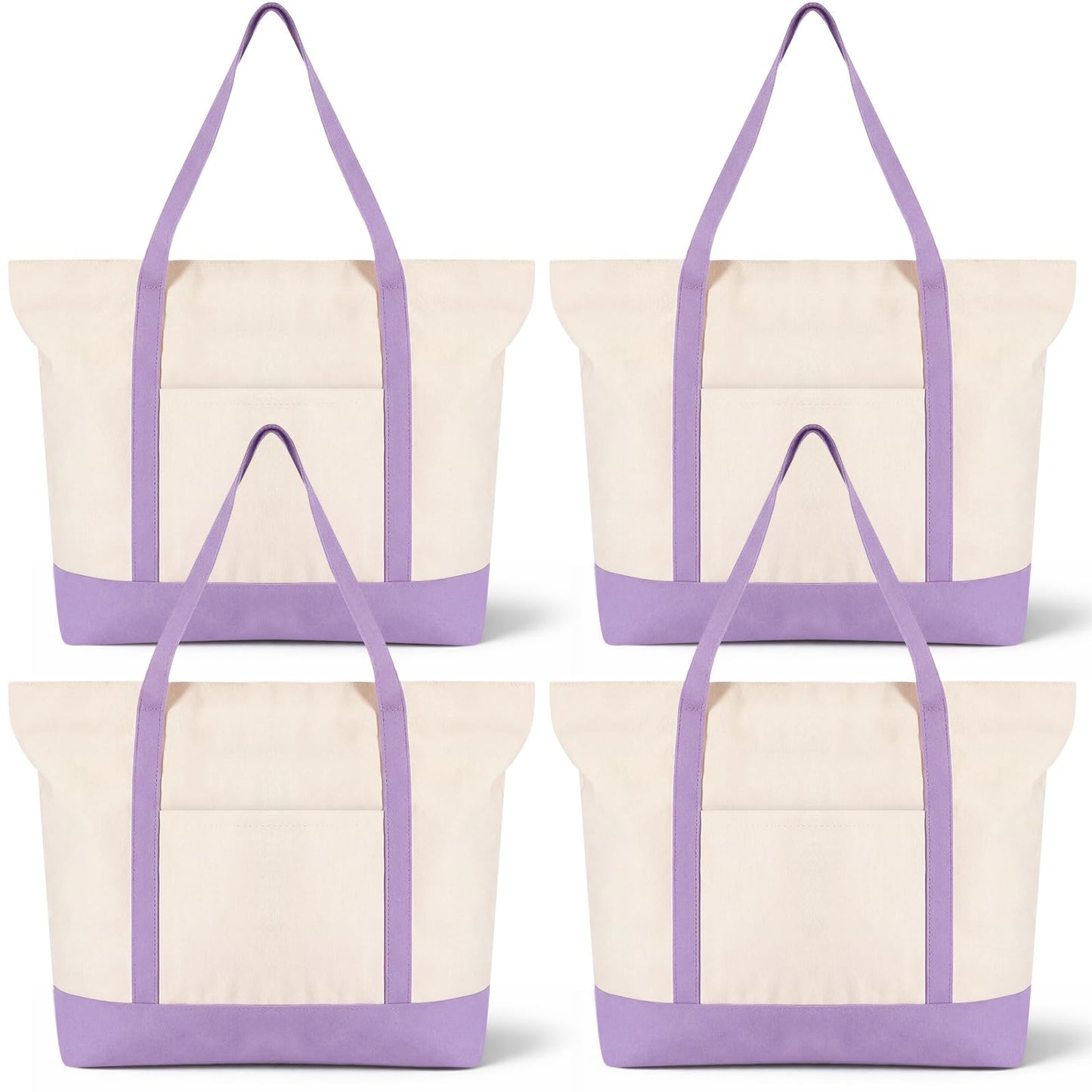 Large Canvas Tote Bag With Zip Closure