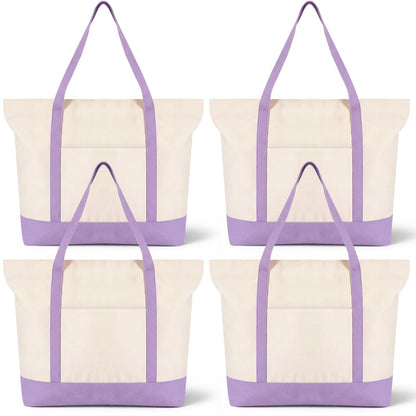 Large Canvas Tote Bag With Zip Closure