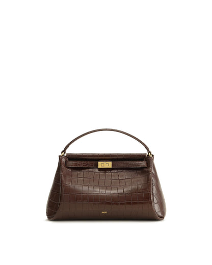 Top Handle Leather Bag With Structured Silhouette