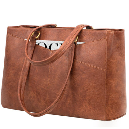 Waterproof Leather Laptop Tote Bag