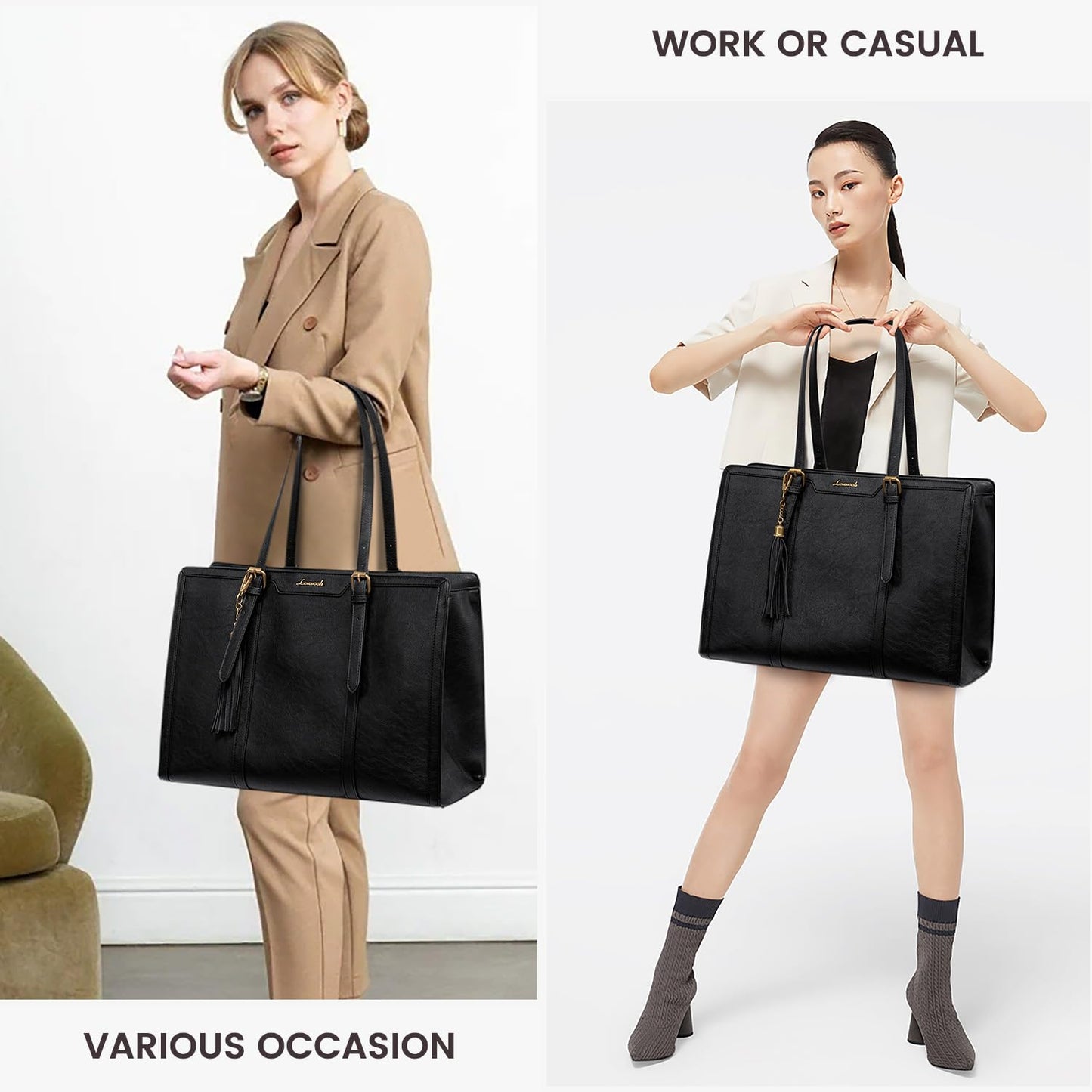 Vintage Leather Laptop Tote Bag