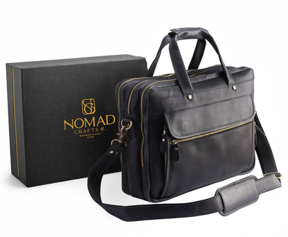 Genuine Leather Messenger Briefcase Bag