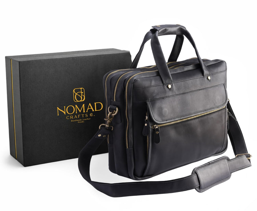 Genuine Leather Messenger Briefcase Bag