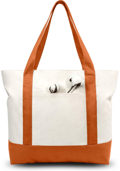 Canvas Tote Bag With External Pocket