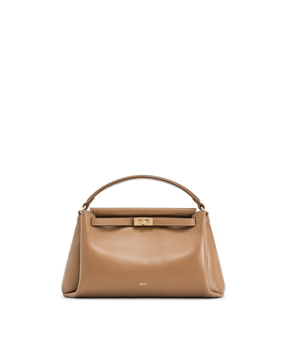 Top Handle Leather Bag With Structured Silhouette