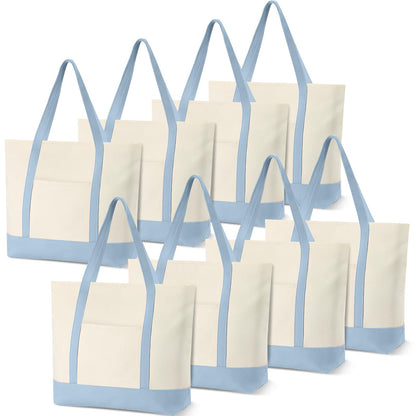 Large Canvas Tote Bag With Zip Closure
