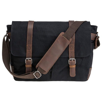 Vintage Leather Canvas Laptop Satchel Bag