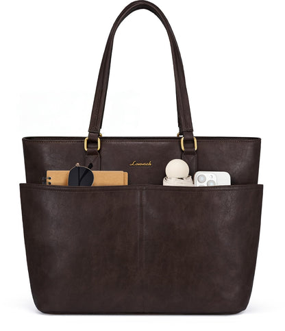 Vintage Leather Work Laptop Tote Bag