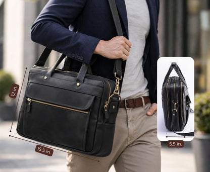 Genuine Leather Messenger Briefcase Bag
