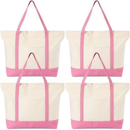 Large Canvas Tote Bag With Zip Closure