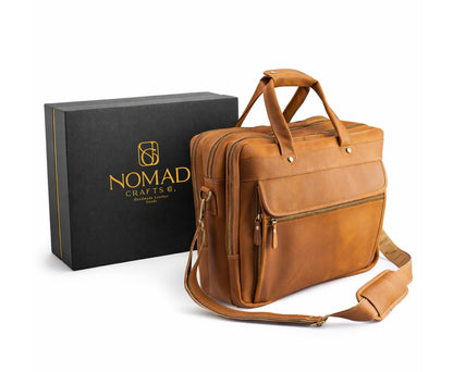 Genuine Leather Messenger Briefcase Bag