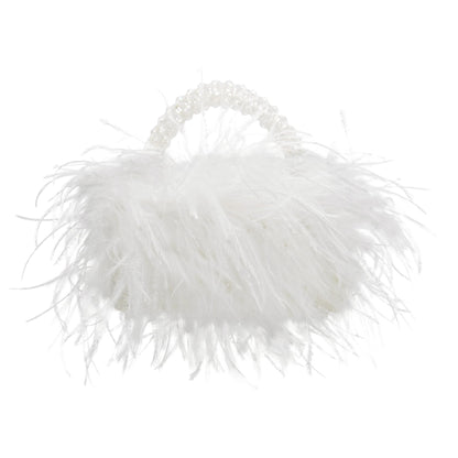 Feather Evening Clutch Bag With Beaded Detail