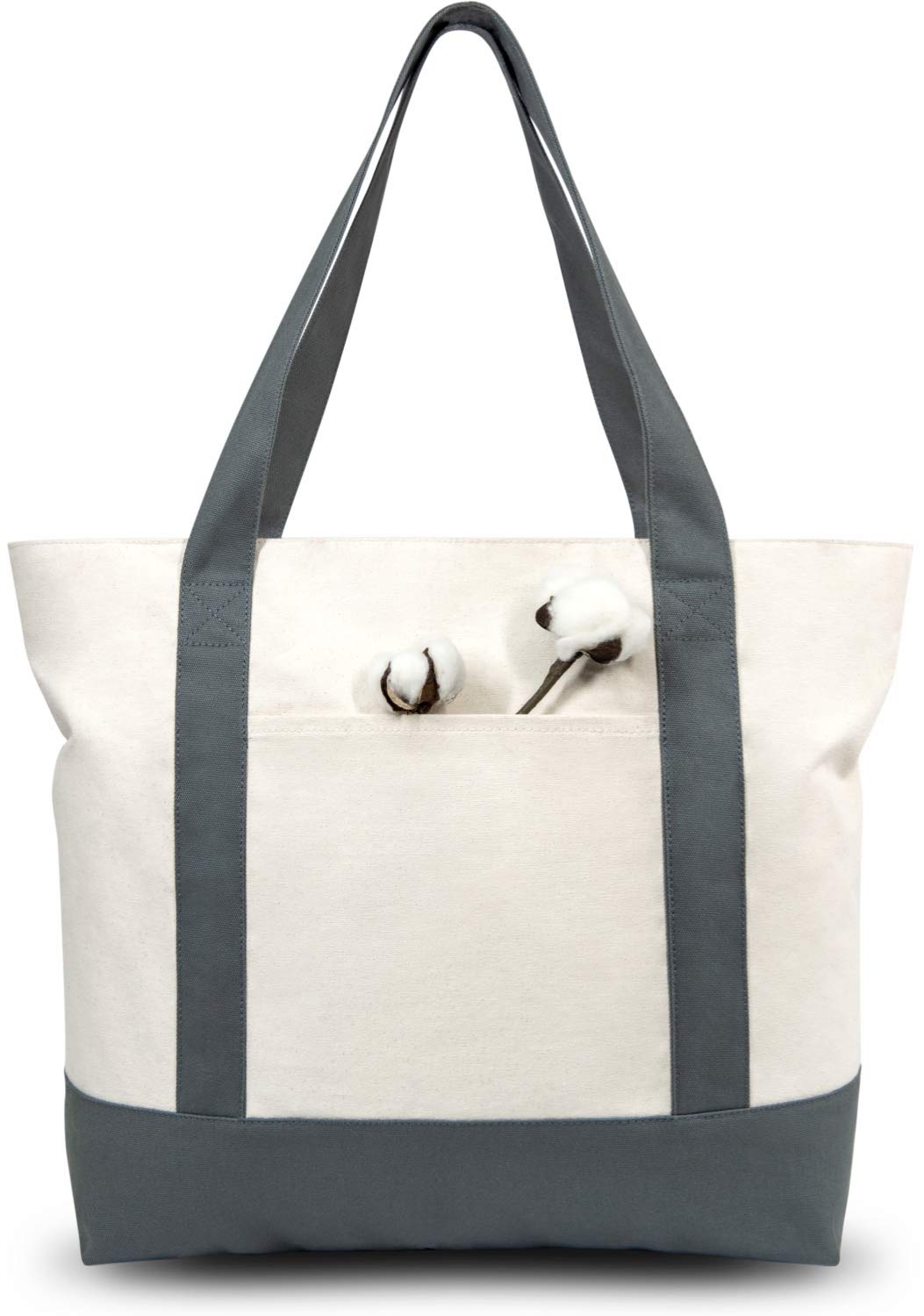Canvas Tote Bag With External Pocket