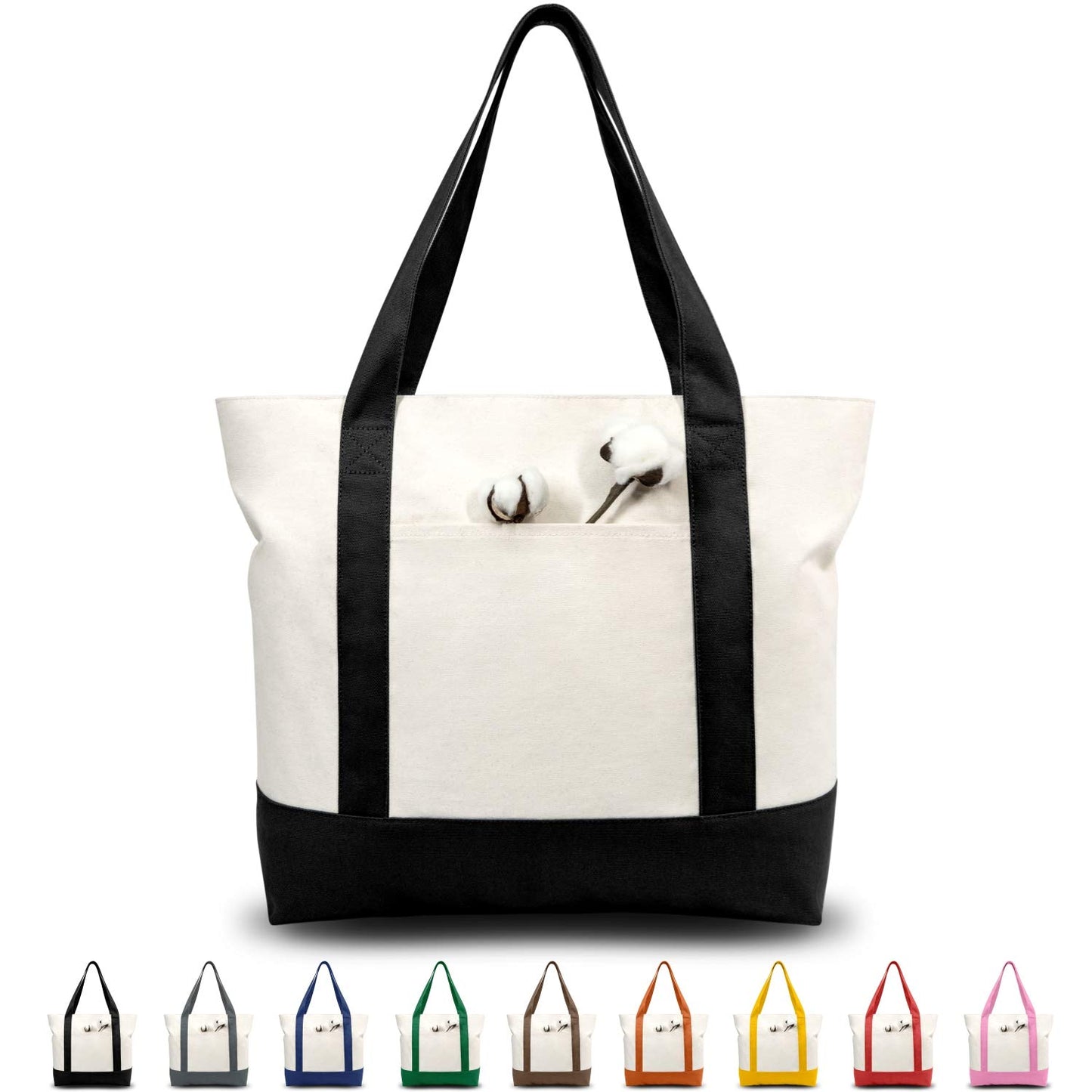 Canvas Tote Bag With External Pocket