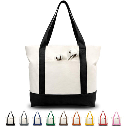 Canvas Tote Bag With External Pocket