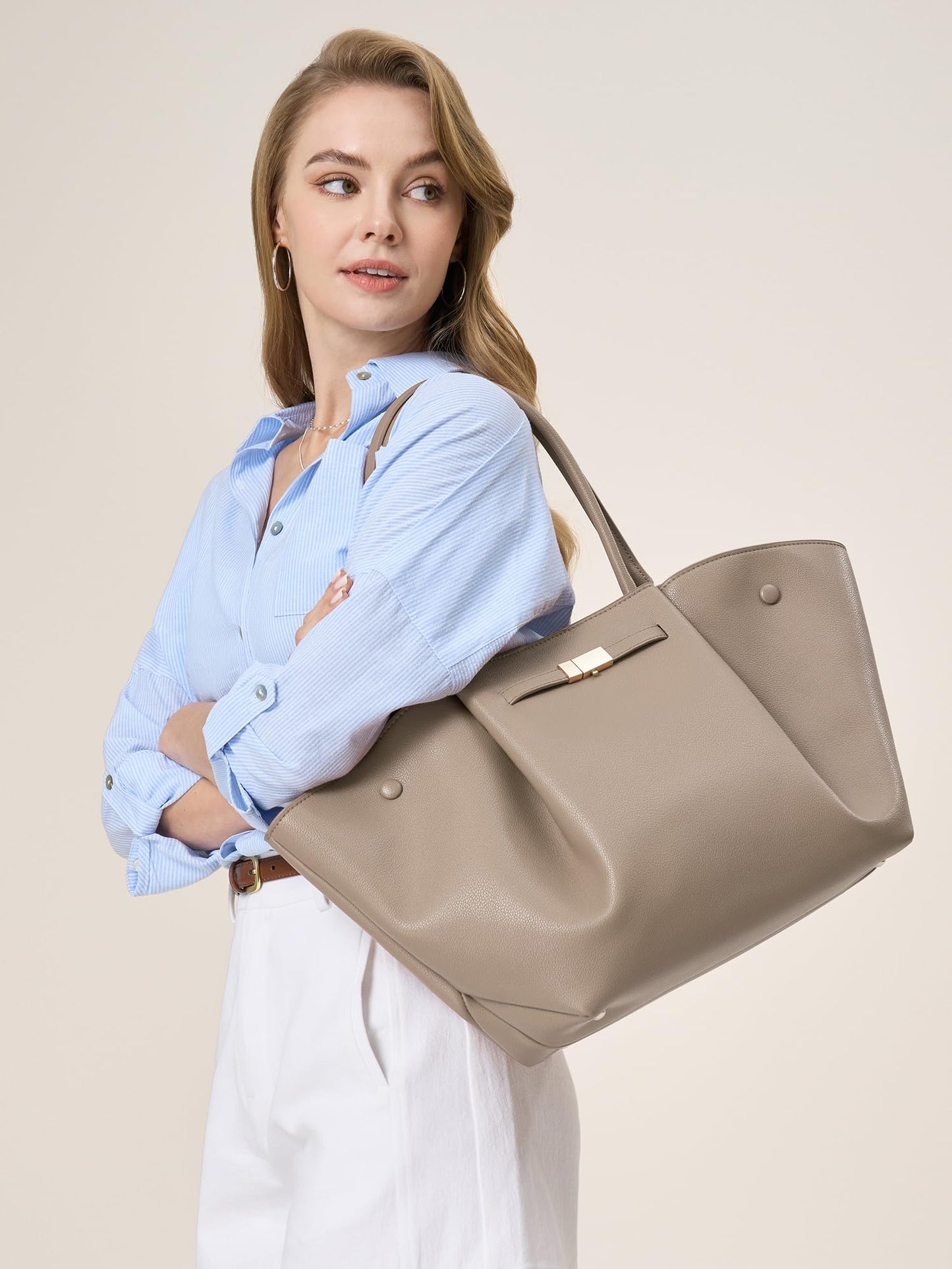 Large Vegan Leather Tote Bag With Top Handle