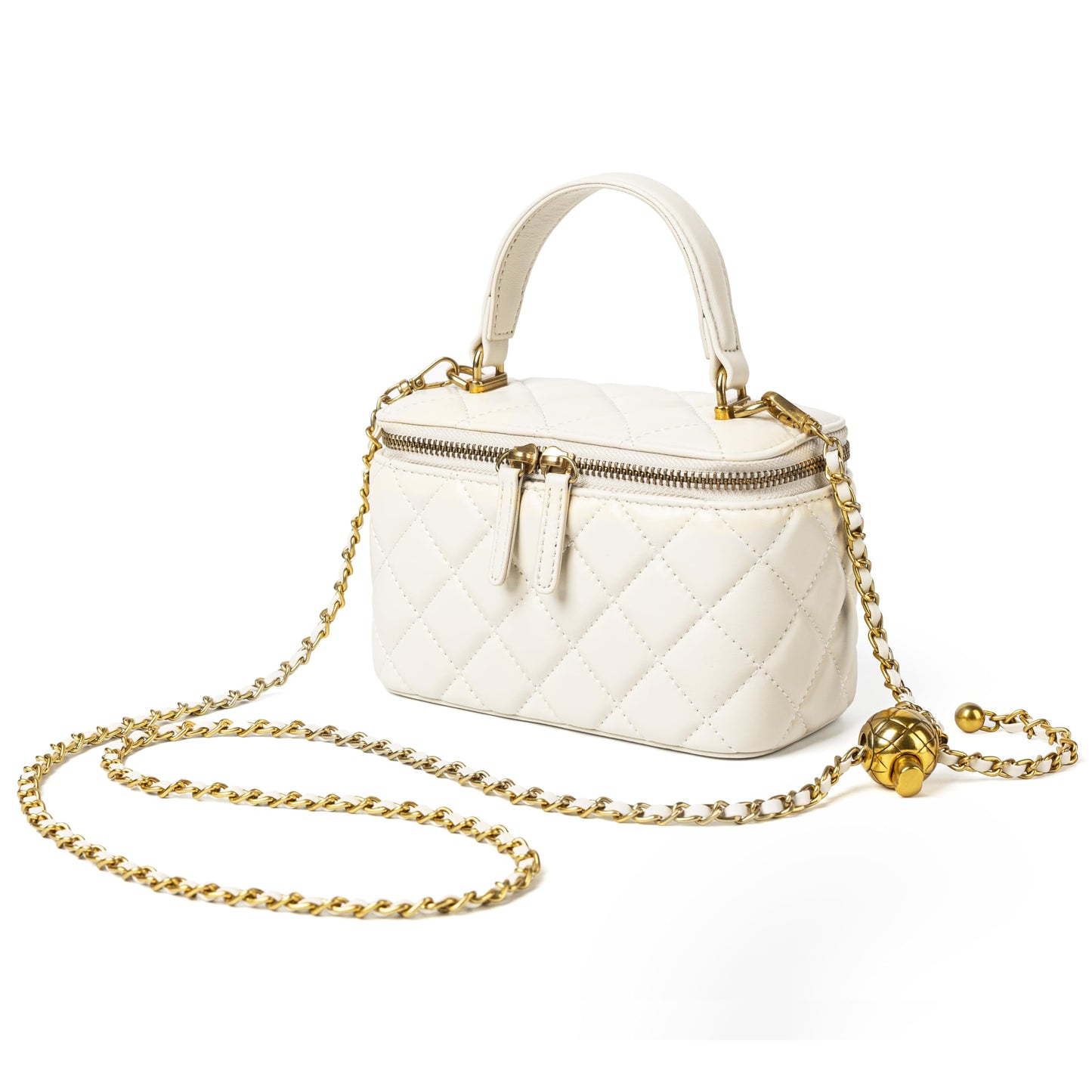 Quilted Leather Mini Top Handle Crossbody Bag