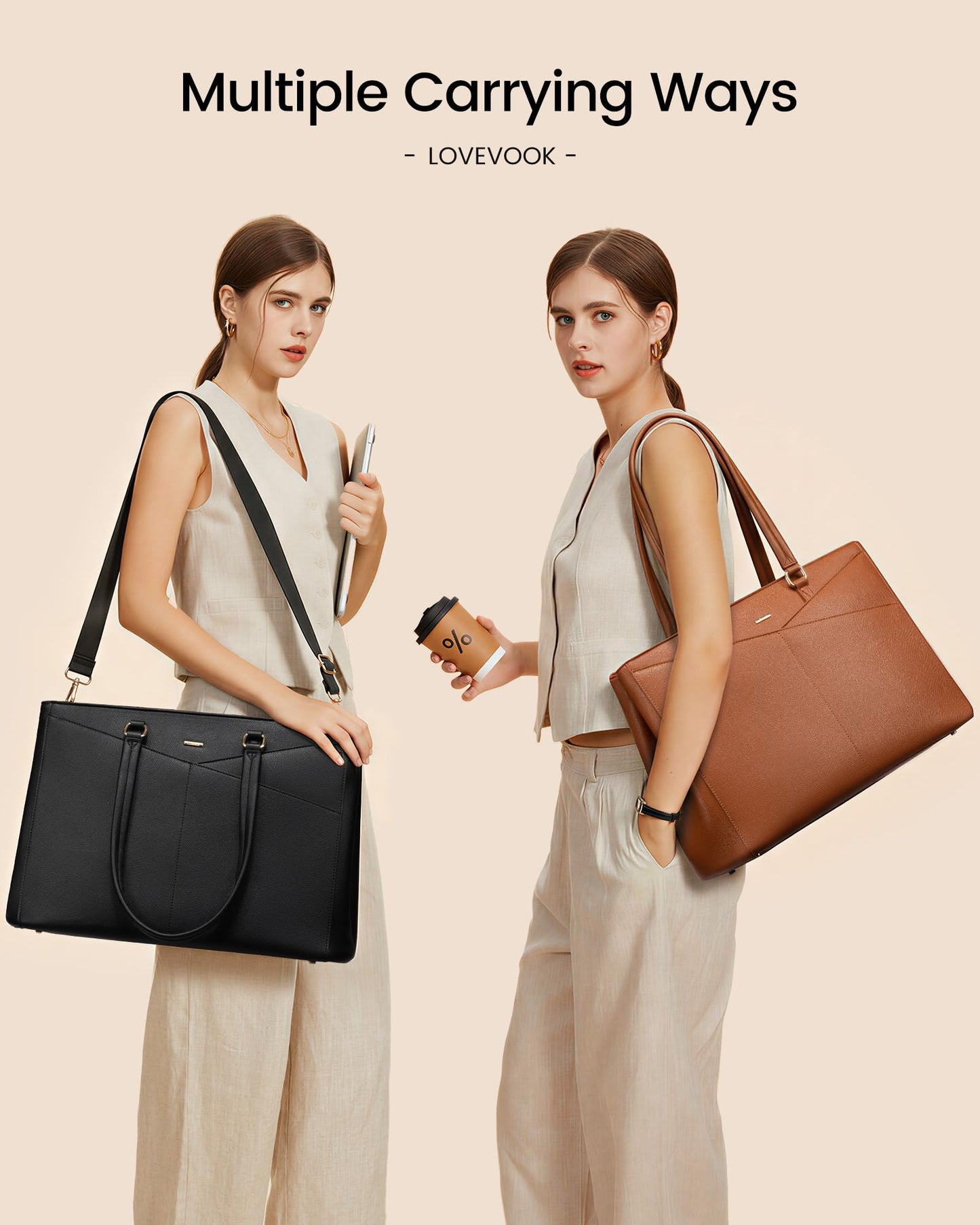 Waterproof Leather Laptop Tote Bag