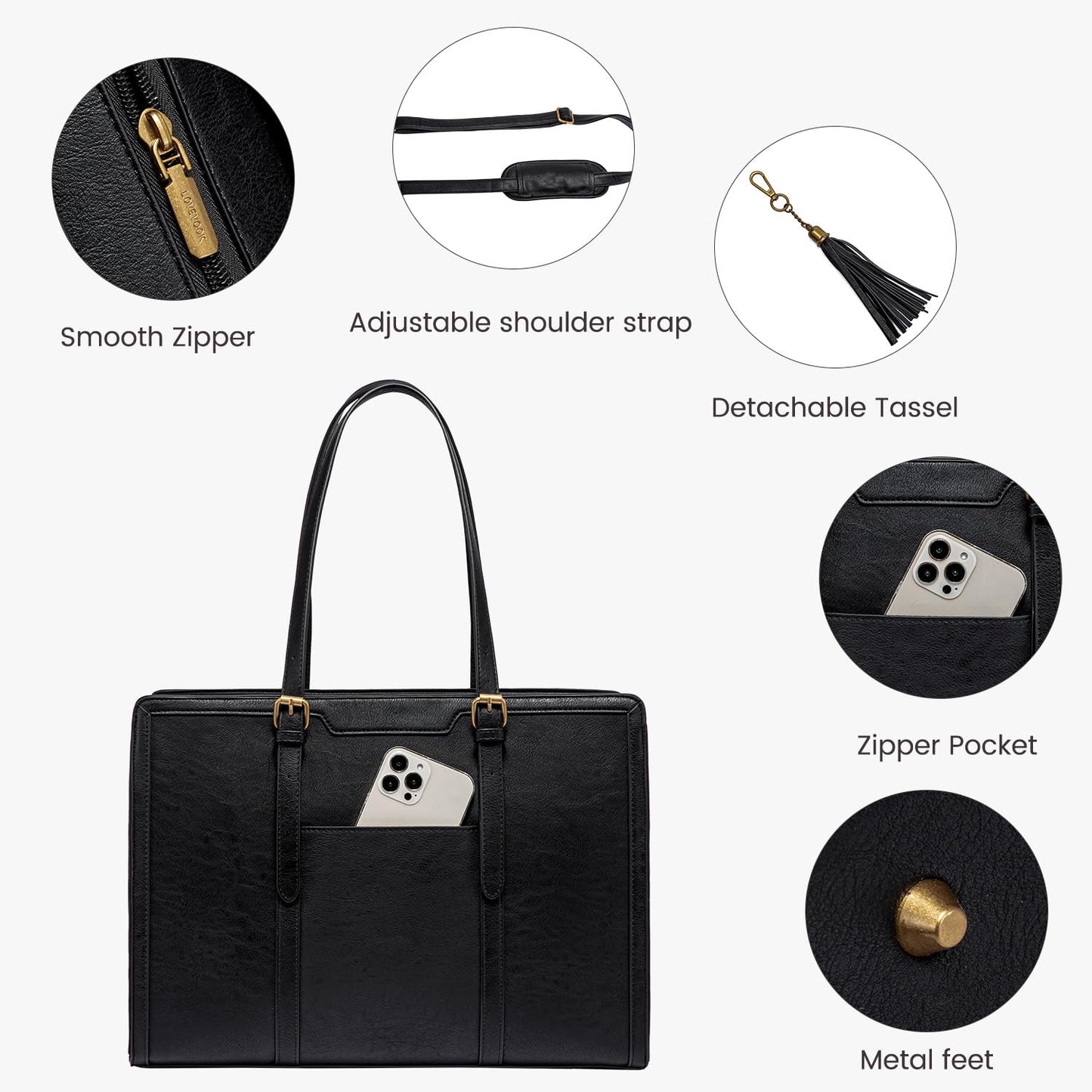 Vintage Leather Laptop Tote Bag