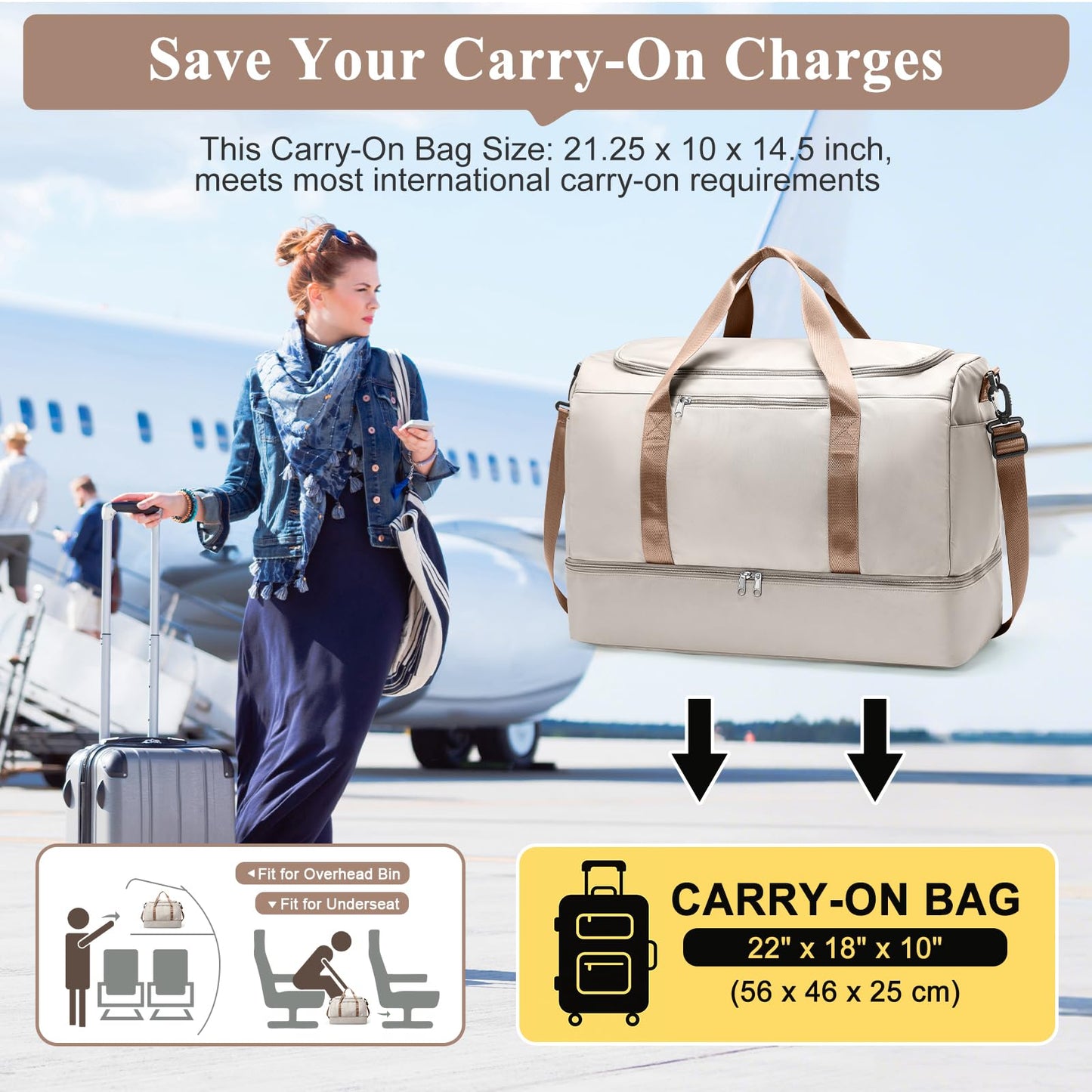 Large Weekender Travel Bag With Shoe Compartment