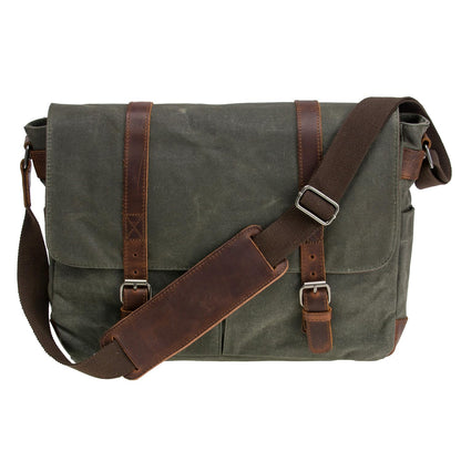 Vintage Leather Canvas Laptop Satchel Bag