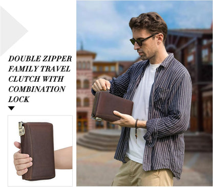 Leather Passport Travel Wallet & Phone Organizer