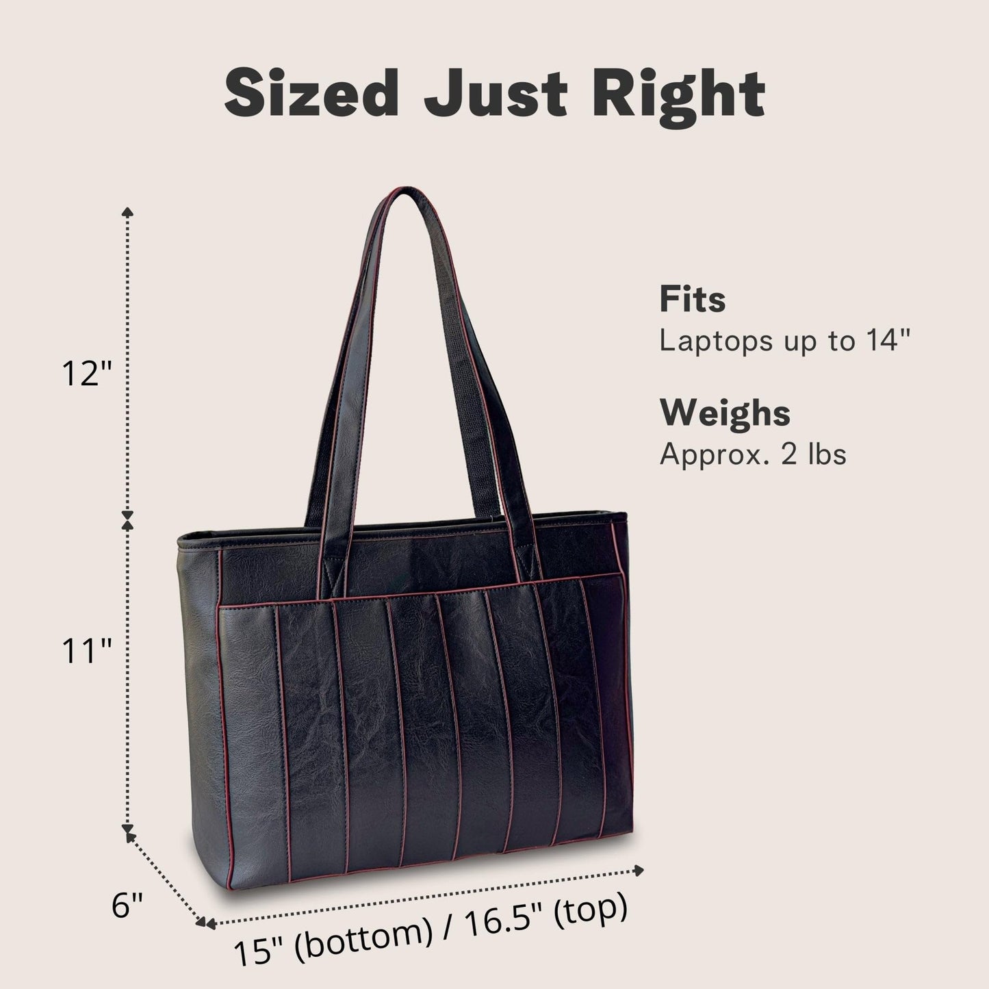 Vegan Leather Laptop Tote Bag