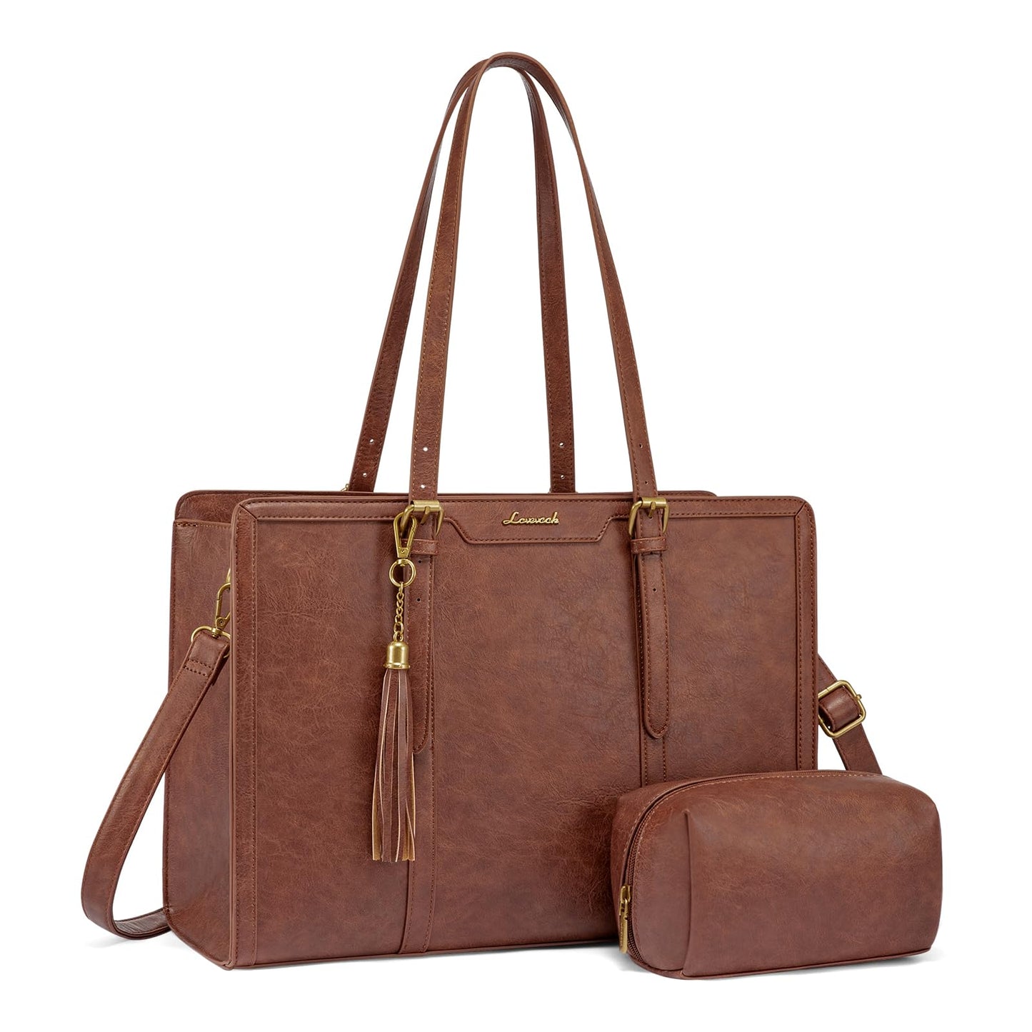 Vintage Leather Laptop Tote Bag