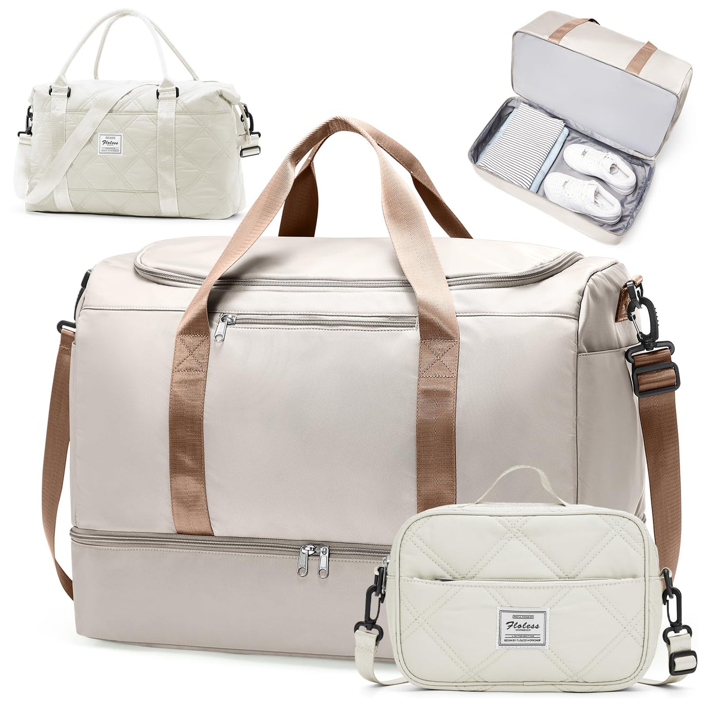 Large Weekender Travel Bag With Shoe Compartment