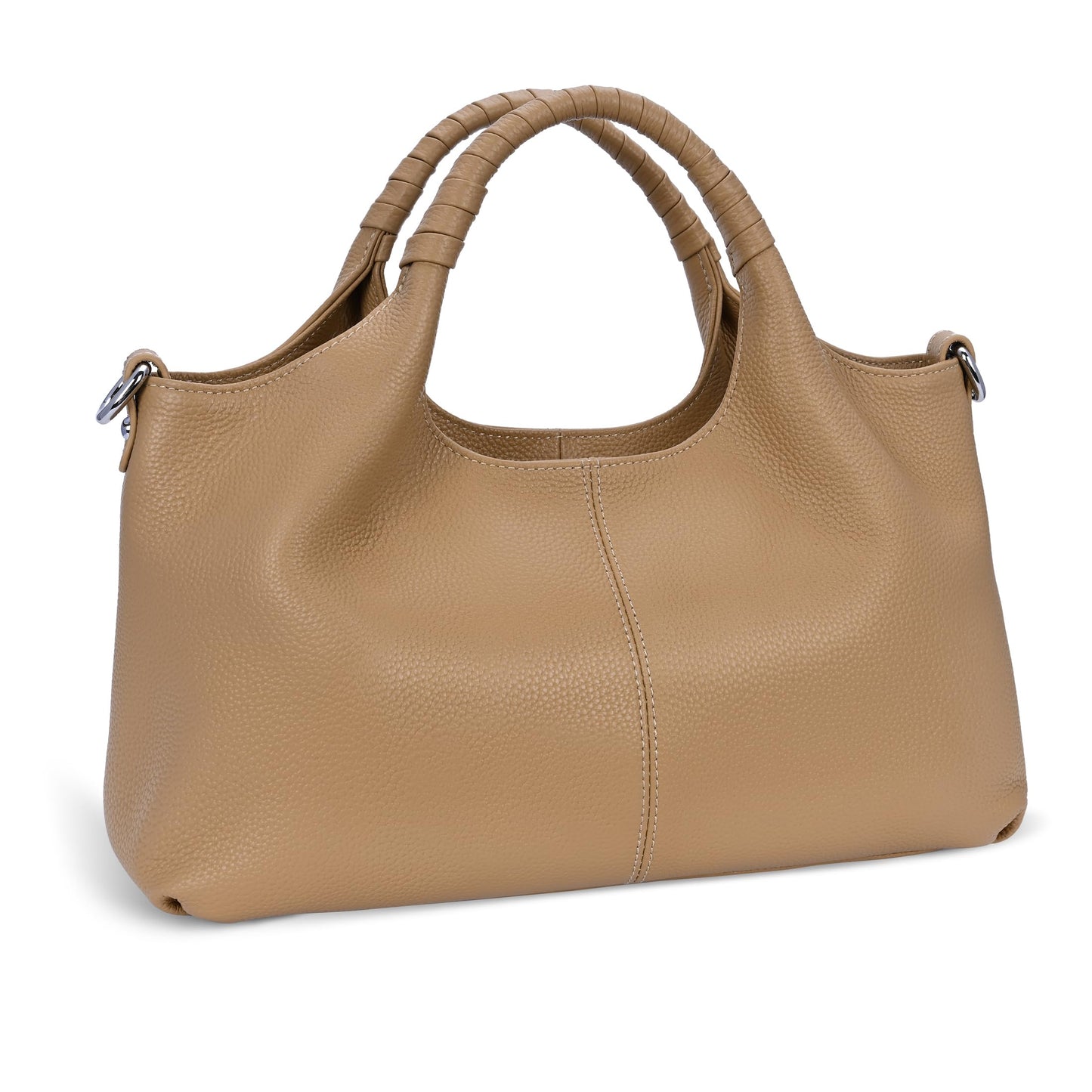Medium Leather Shoulder Tote Bag With Crossbody Strap