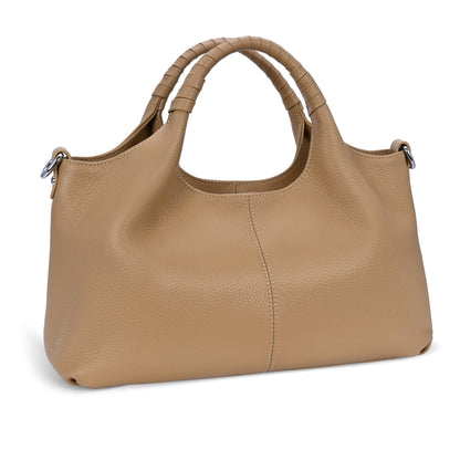 Medium Leather Shoulder Tote Bag With Crossbody Strap