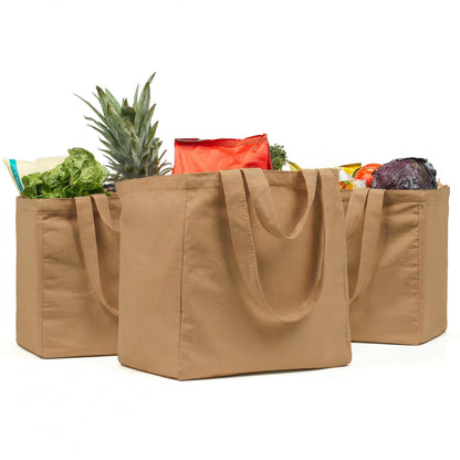 XL Canvas Grocery Tote Bag Set