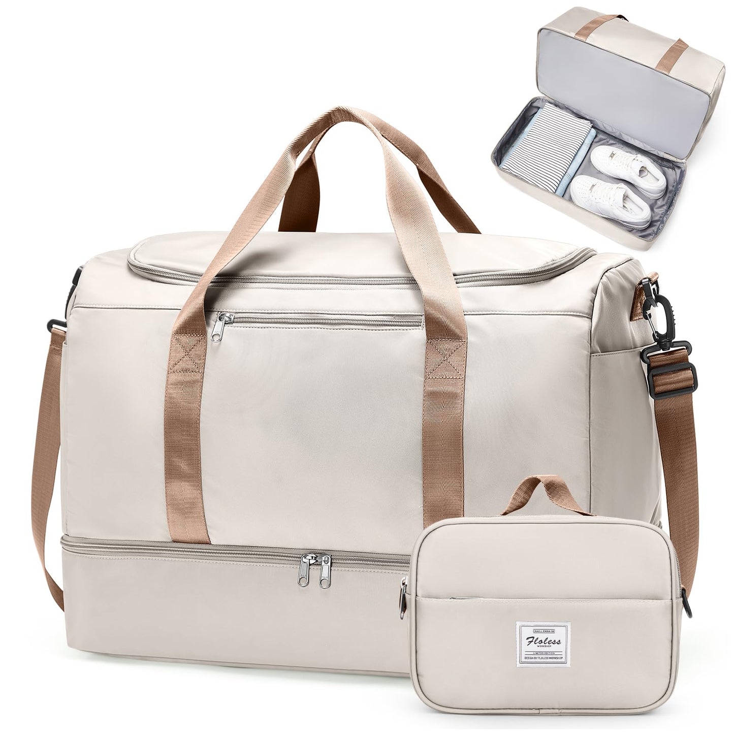 Large Weekender Travel Bag With Shoe Compartment