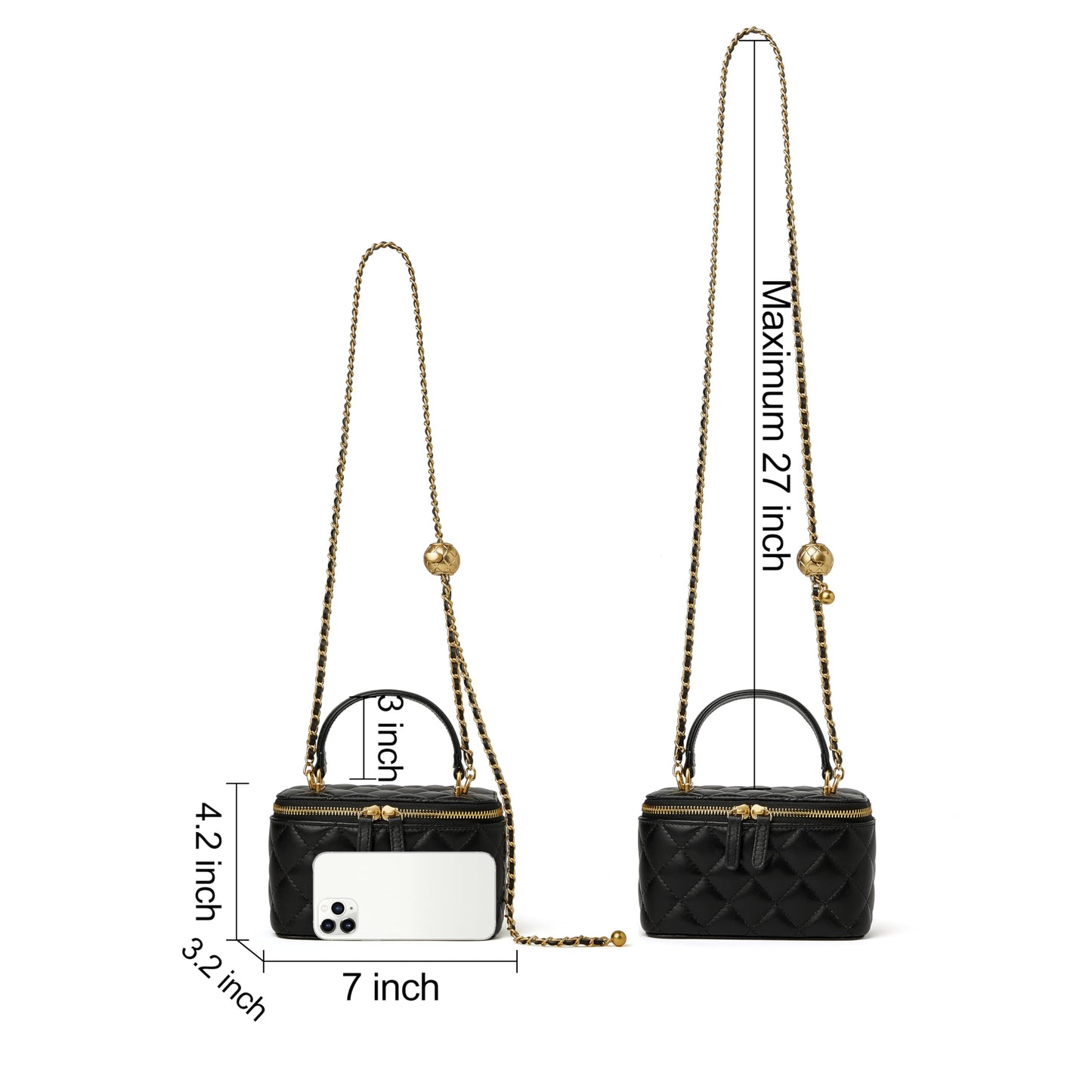 Quilted Leather Mini Top Handle Crossbody Bag