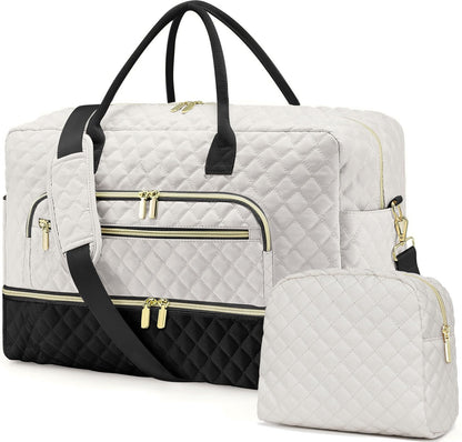 Large Travel Weekender Tote Bag With Wet Pocket
