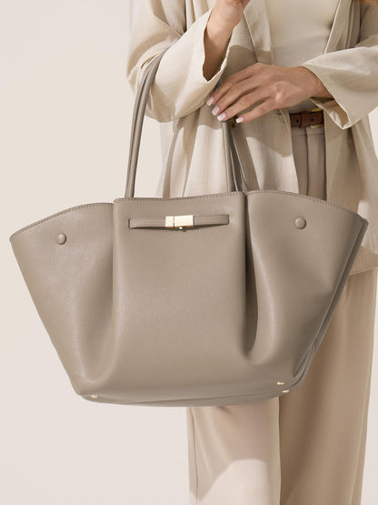 Large Vegan Leather Tote Bag With Top Handle