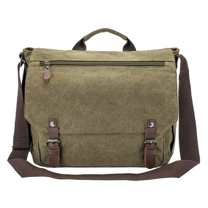 Vintage Leather Canvas Laptop Satchel Bag