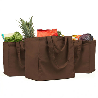 XL Canvas Grocery Tote Bag Set